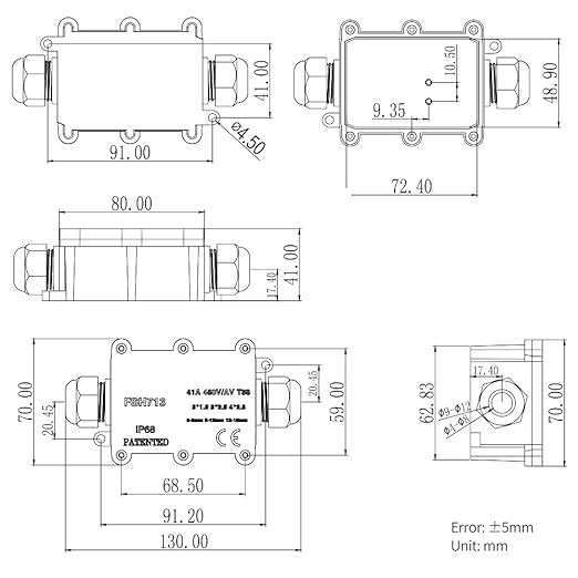 Underground Electrical Box Waterproof IP68 Junction Box,2 Way Plug Line M20 Coaxial Cable Junction Box Connector Wire Range 5 to 15mm Outdoor External Electric Power Cord Boxes