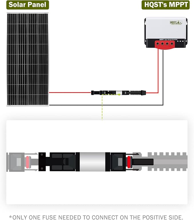 HQST 30A Solar PV Fuse Holder in-Line Waterproof PV Fuse Connector for Solar Panel and Solar Controller
