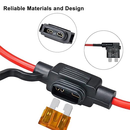 MuHize 5 Pack Inline Fuse Holder Kit - 12AWG Fuse Holder, Standard Automotive Add-a-Circuit Fuses Taps with 100pcs (2A/3A/5A/7.5A/10A/15A/20A/25A/30A/35A) Fuses for Car Camper