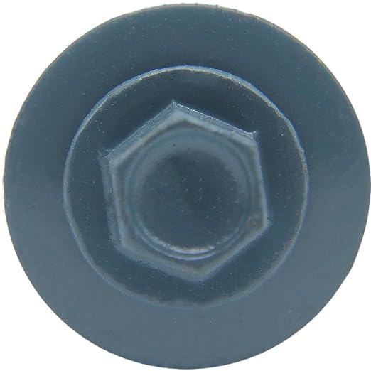 12 x 1-1/2" Slate Blue Metal Roofing Screws - Hex Washer Head- Self-Starting/Tapping - EPDM Washer. 1 x 250 Count Bag - 250 Screws
