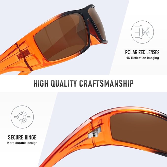 Polarized Sports Sunglasses for Men Women Unbreakable Frame Cycling Fishing Wrap Around Sunglasses UV400 Protection