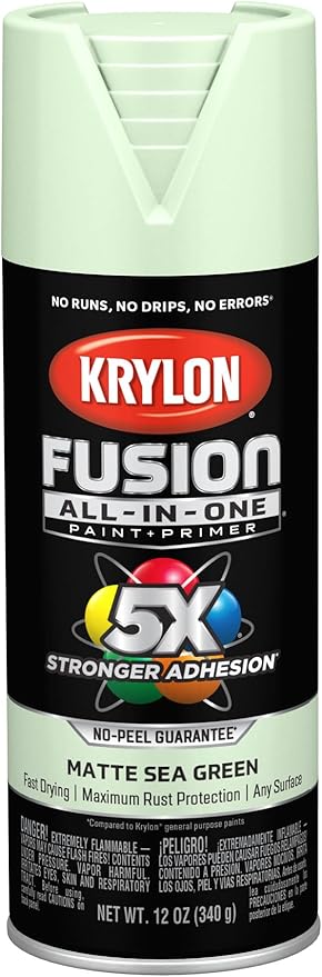 Krylon Fusion All-In-One Adhesive Spray Paint for Indoor/Outdoor Use, 12 oz, Sea Green