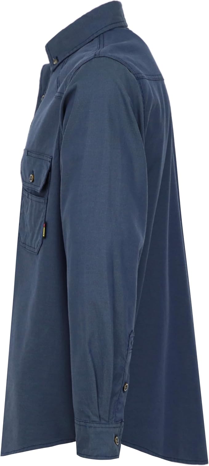 BOCOMAL FR Shirts Button Down Dura-Light 6.5 oz Soft Heather Series Utility Chest Pockets Flame Resistant Work Shirt CAT2