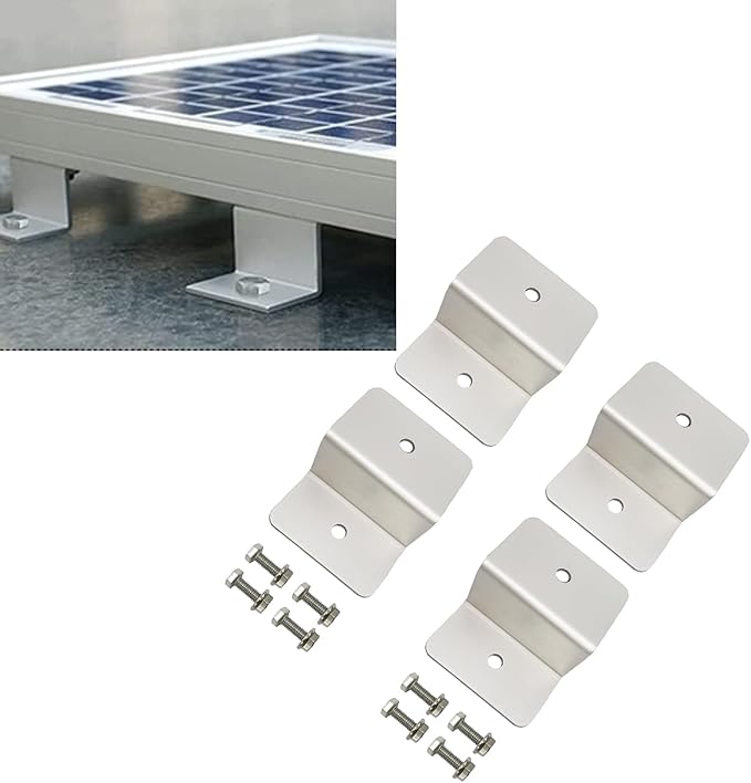 Solar Panel Mounting Z Bracket Mounts Kits with Nuts and Bolts for RV Boat Off Grid Roof Installation 4 Units