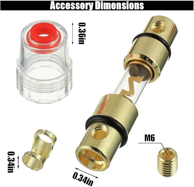 4-8 Gauge AWG in-line Fuse Holder, 4-10 Gauge AWG Wire with 100A AGU Fuses for Car Audio, Auto Parts, Alarms, Amplifiers, Compressors (6PCS)