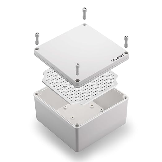 QILIPSU Outdoor Junction Box IP67 Waterproof Project Box ABS Plastic Weatherproof Electrical Enclosure Gray Cover (4.9"x4.9"x3.9")