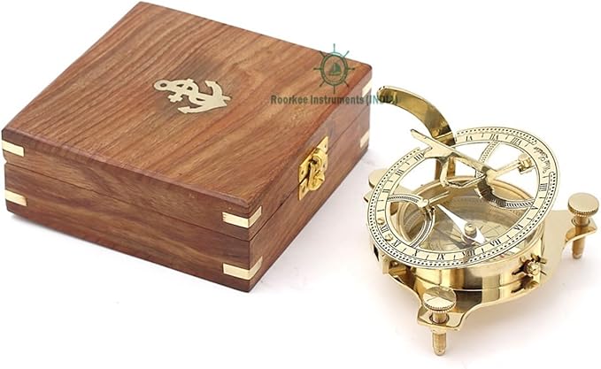 Compass Gift for Mom/Dad, Antique Nautical Directional Magnetic Sundial Pocket Compass Gifts for Women/Men with Leather Case or Wooden Box, Baptism 2026 Communion Christian Luxury Gift, Anniversary