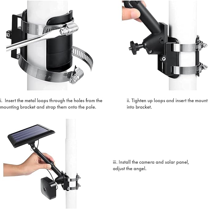 Wasserstein 2-in-1 Universal Pole Mount for Camera & Solar Panel Compatible with Wyze, Blink, Ring, Arlo, Eufy Camera (White)