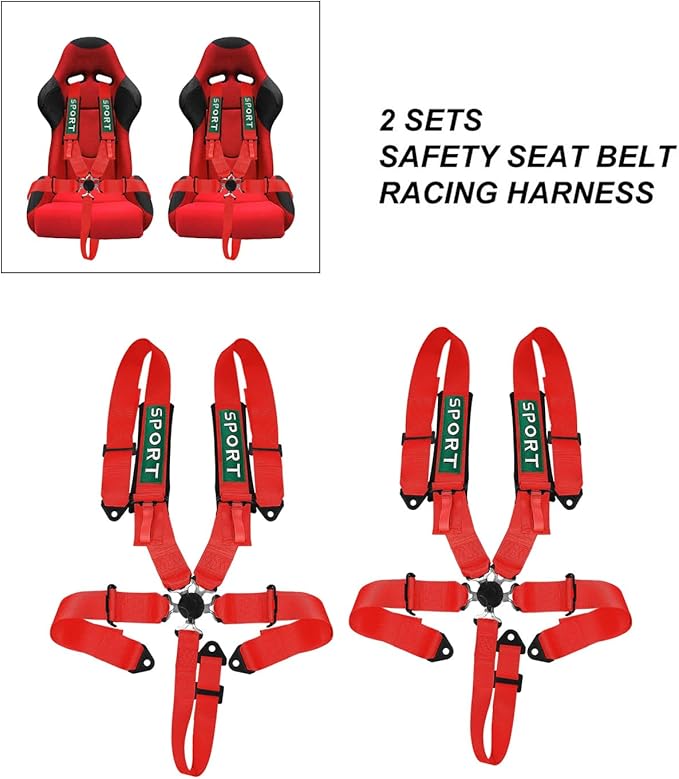 BESTZHEYU 5-Point Racing Harness Set SFI with Ultra Comfort Heavy Duty Shoulder Pads