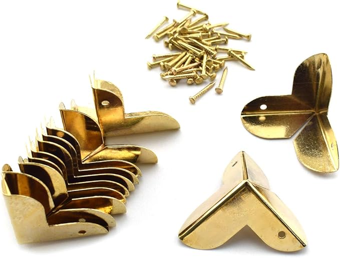 SDTC Tech 12-Pack Mini Jewelry Box Corner Protectors Metal Edge Guard Cover - Gold