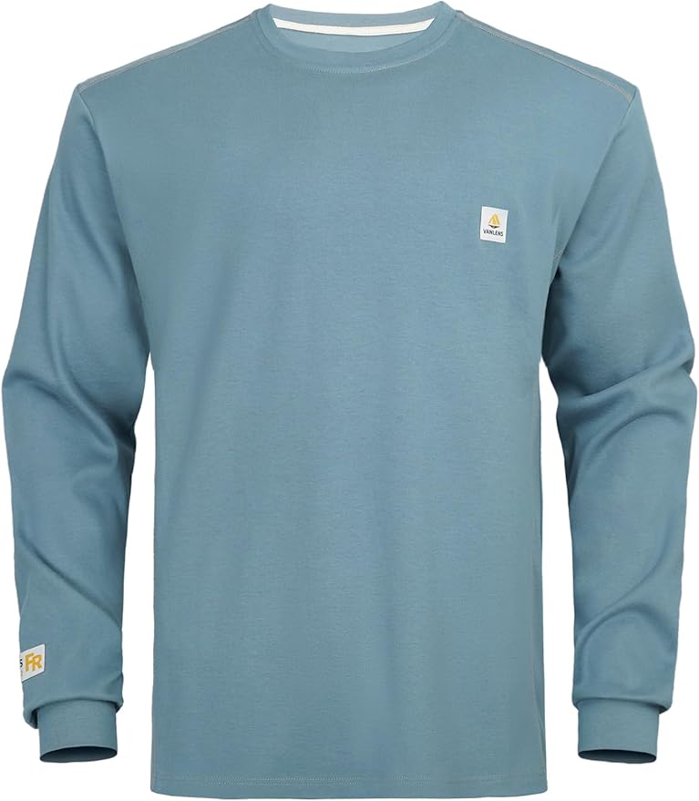 FR Shirts for Men CAT2/HRC2 6.5oz Lightweight Fire Resistant Shirts for Men Long Sleeve Crewneck T-Shirt