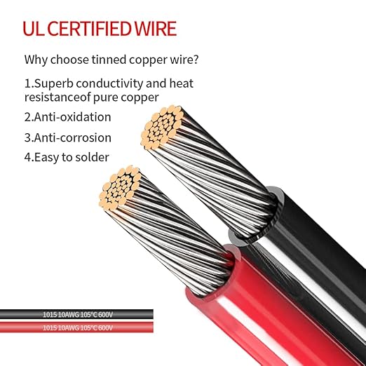 10AWG 3.3FT SAE Connectors, Battery Alligator Crocodile to SAE, SAE Quick Release Adapter to Alligator Clips Quick Disconnect Cable,with 5 Fuse,for Solar Panel Cars Motorcycles Battery Charger