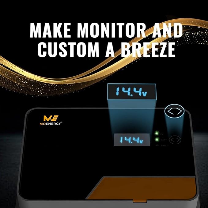 MPPT Solar Charge Controller 40A, APP Control, Backlit LCD12V/24V/36V/48V Battery Regulator for LiFePO4, SLD, Gel, FLD, AGM Battery, RV, Marine, Negative Ground