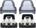 Recoil PBT-D04 2 Pack Premium Solid Brass Positive Negative Battery Terminals Clamps with One 0/2/4 Gauge Output and Two 4/8 Gauge Outputs