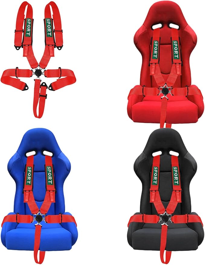 BESTZHEYU 5-Point Racing Harness Set SFI with Ultra Comfort Heavy Duty Shoulder Pads