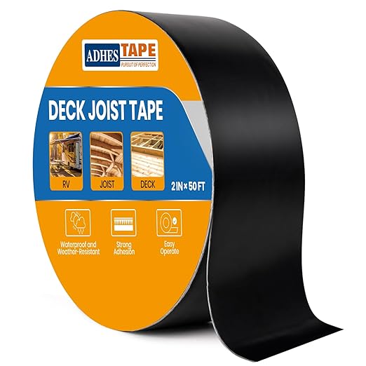 ADHES Deck Joist Tape 2 inch, 2" x 50' Weather Resistance & Waterproof Butyl Joist Tape for Decking, Deck Flashing Tape, Ideal for Wood Decks Beams Roof, Outdoor Construction Use