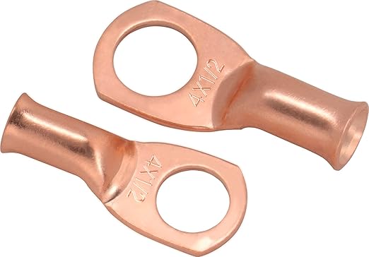6pcs 4 Awg - 1/2" (M12) Sanuke Wire Lugs Ring Terminal Connectors Ends Heavy Duty for Battery Cable Lug Wire Electrical Eyelets with 3:1 Dual Wall Adhesive Heat Shrink