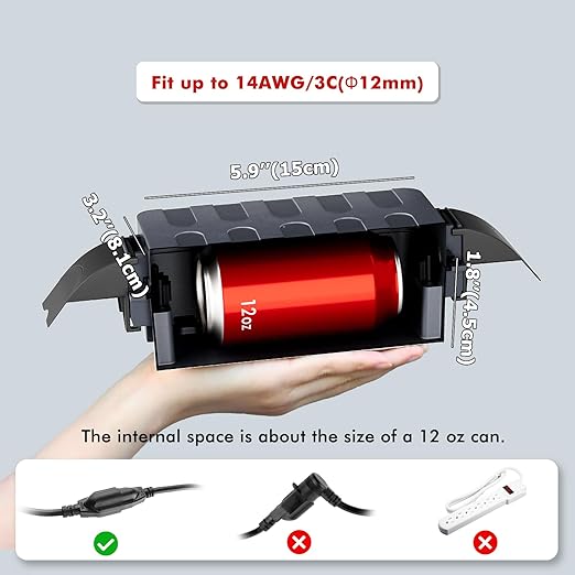 Flemoon [2 Pack] IP55 Small Outdoor Electrical Box Waterproof (Inner 5.9 x 3.2 x 1.8inch), Extension Cord Cover with Detachable Awning Covers for Plug, Outlet, Holiday Lights, Gray
