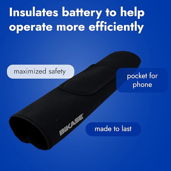 BiKase E-Bike Battery Cover Neoprene Electric Bicycle Battery Cover for Outdoor Riding, Transporting on Car Rack, eBike Battery Cover for Isolating Battery, Waterproof, Dirt Resistant