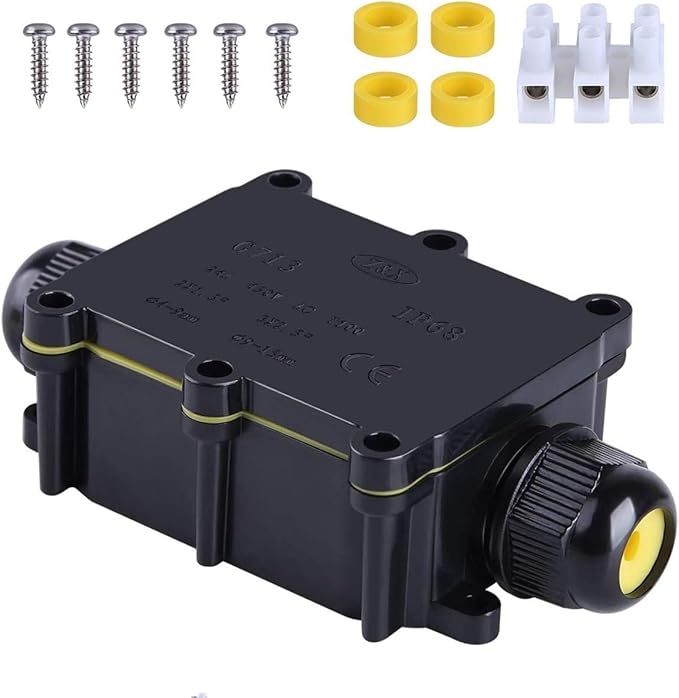 Junction Box Outdoor Waterproof IP68 2Way Plug Line M20 Coaxial Cable Connector Wire Range 5 to15mm Electrical External Power Cord Junction Boxes Protection Gland Electrical