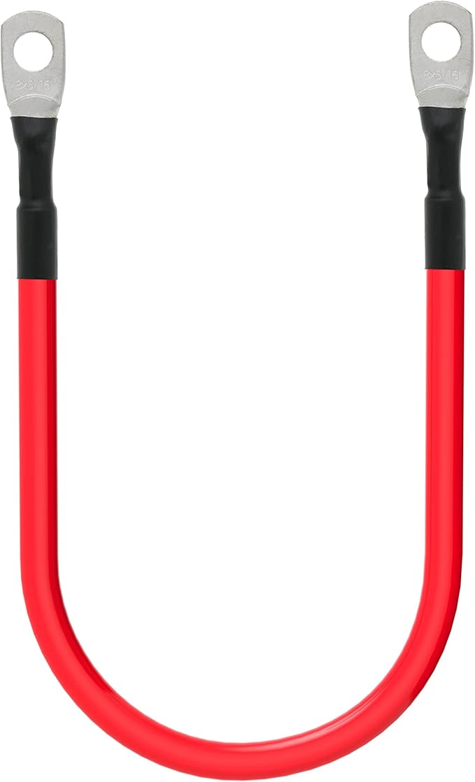 8 AWG Battery Cable 8 Gauge Power Inverter Cables with 5/16 Inch Lugs Both Ends for Solar Boat Marine RV Car 2 Pack (1FT)