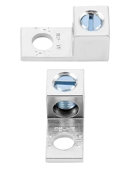QWORK Aluminum Alloy Mechanical Lugs, 25Pcs Tin-Plated Cable Connectors with 5/16-24 Screw Size for 14 AWG - 2 AWG Conductors