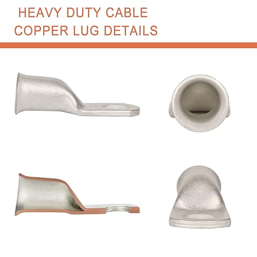 296 Pcs Tinned Copper Ring Terminal Kit (8-1/0 AWG) - 144 Battery Lugs (1/4″, 5/16″, 3/8″, 1/2″) with 152 Heat Shrink Tubes for Multi-Gauge Wire in Automotive, Inverter, Marine, RV Applications
