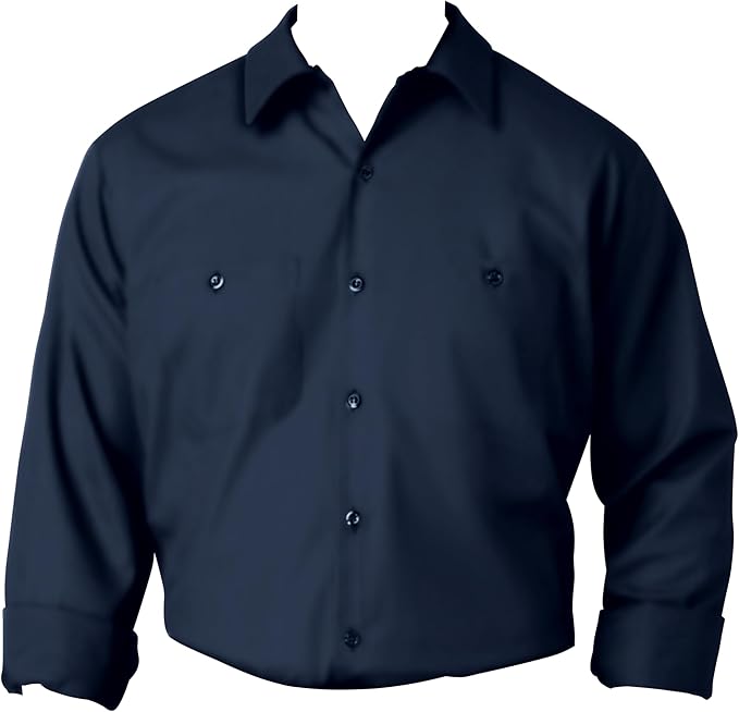 Red Kap Men's Long Sleeve Industrial Work Shirt | Moisture Wicking Button Up, Wrinkle Resistance Fights Fading & Stains