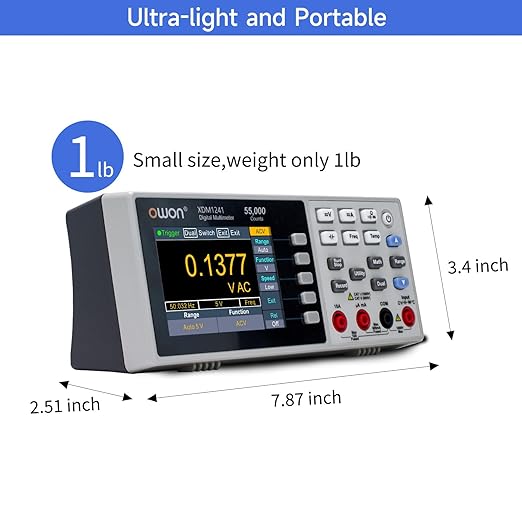 OWON Desktop Digital Multimeter with 3.5-inch LCD Display,Voltage, and Temperature with True RMS Capability,Designed for use in Laboratories, Instruments, and Factories XDM1241
