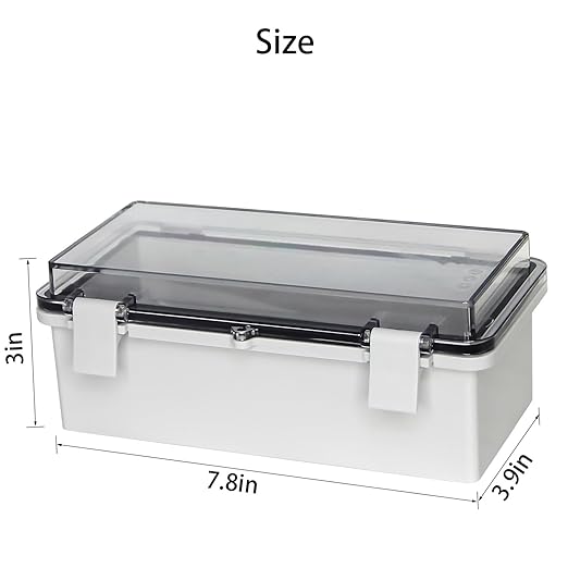 Outdoor Junction Box Waterproof Electrical Box, IP66 ABS Plastic Project Enclosure with Mounting Plate for Marine, Garage & Solar Panel Installations Clear 7.8"x3.8"x2.9"