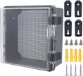 Junction Box, Hinged Black Clear Cover IP67 Waterproof ABS Project Box with Mounting Plate Electrical Box Enclosure with Wall Bracket 8.3 x 8.3 x 4.3inch(210x210x110mm)