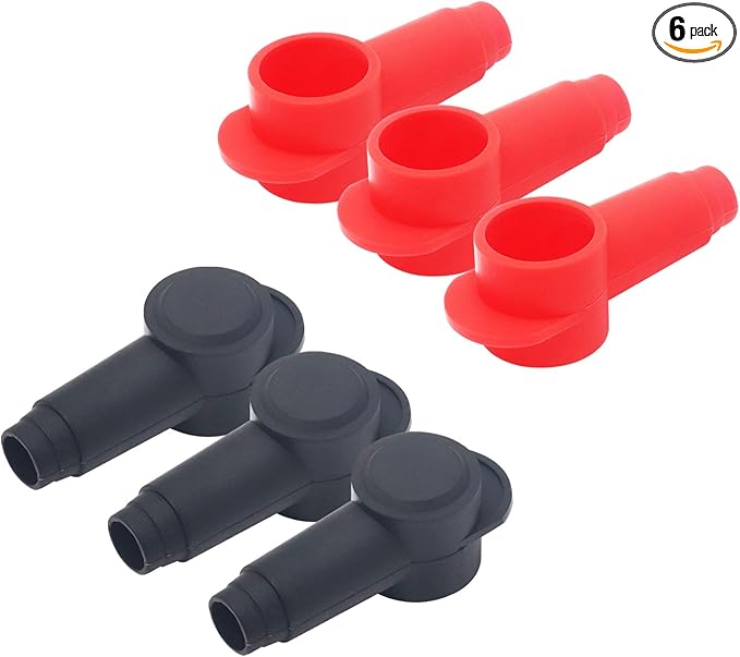 Recoil STC20-6 6 Pack Silicone Terminal Covers for Alternator Battery Stud and Power Junction Blocks, Fits 2/0AWG to 3/0AWG terminals with 3/8" or 5/16" openings