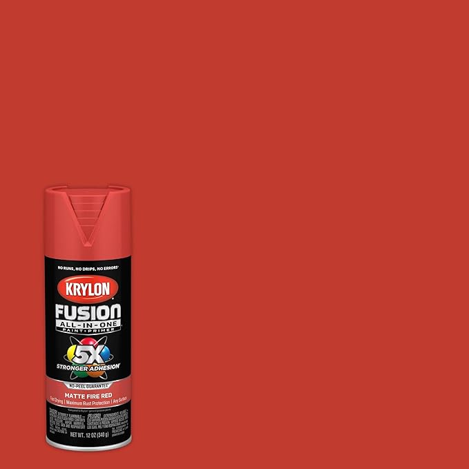 Krylon Fusion All-In-One Adhesive Spray Paint for Indoor/Outdoor Use, 12 oz, Fire Red