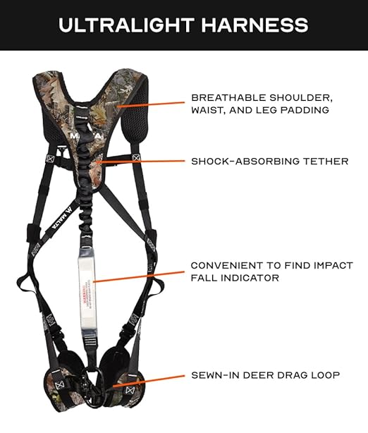 Malta Hunting Safety Ultralight Safety Harness Kit Set, TrueTimber Patterns, Multi-Sizes (Kanati Camo, XXXLarge)