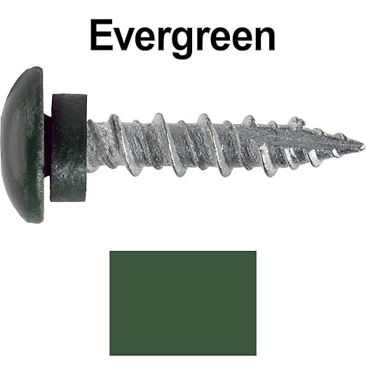 10 x 1 Evergreen - Low Profile Star Head Roofing Screws - HI-LO Thread - Metal to Wood - T25 Torx Drive Head - EPDM Washer. 1 x 250 Count Bag - 250 Screws