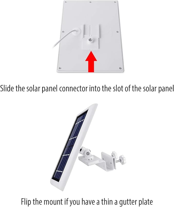Wasserstein Gutter Mount for Solar Panel Compatible with Ring, Arlo, Blink, Reolink Cams (1 Pack, White) (Not Compatible with Ring Super Solar Panel)