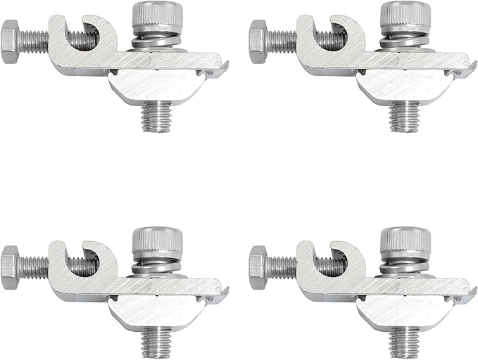 TAODAN Ground Lug Cable Clamp 4PCS Solar Panel Bolt-On Coupling Earthing Conductor Buried Connectors for Photovoltaic Roof Bracket and Ground Bracket Aluminum Rail, Grounding Clip