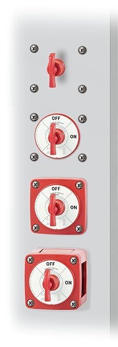 Blue Sea Systems On/Off Battery Isolator Switch With Locking Key, Red, 6005 m‑Series