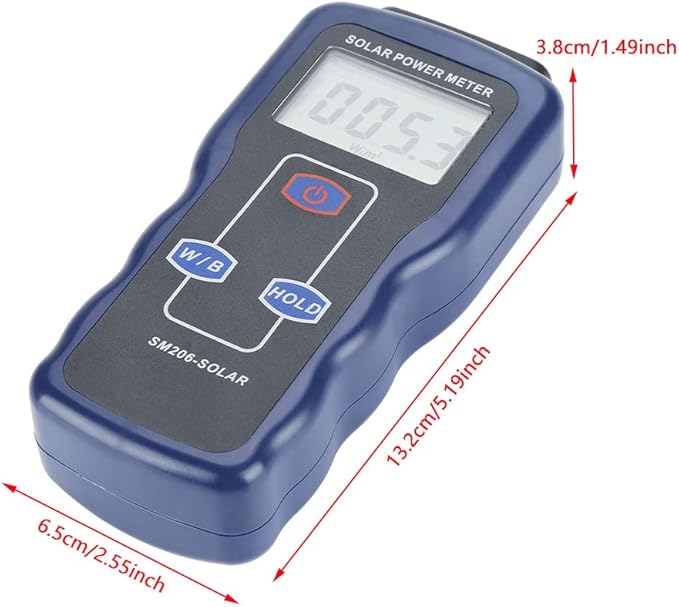 Solar Power Meter Digital Handheld Irradiance Tester for Sunlight Radiation PV Solar Panel Installation Photovoltaic Testing