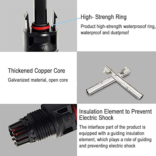 100PCS/50 Pairs Solar Connectors M-C-4 Male/Female IP67 Waterproof Solar Panel Cable Connectors with 2 PCS Spanners