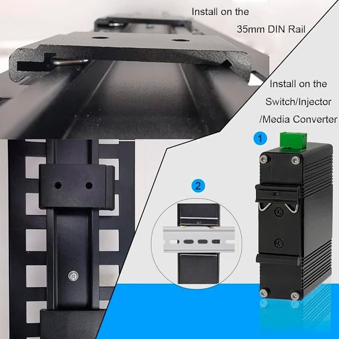 1.08" Width DIN Rail Mounting Clip, Universal Aluminum Alloy Bracket, Snap-in Fixed Clamp for 35mm Slotted DIN Rail, 4-Pack