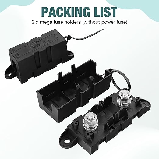 Mega Fuse Holder Pack of 2, AMG MEGA Fuse Holder with Cover, MEGA Car Fuses Holders ANM Automotive Mega Fuses Holders for Cars, Trucks, Caravans, Buses by XIOGZAXI