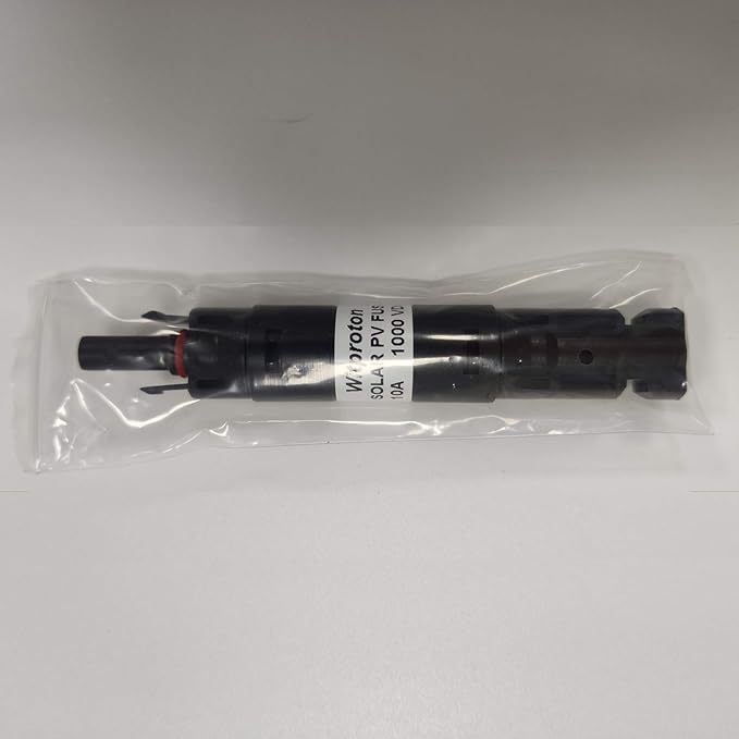 10A Solar in-line Fuse Holder, IP68 1000V for Solar Panel and Inverter in Photovoltaic System, Male and Female Connector with 1 Fuse