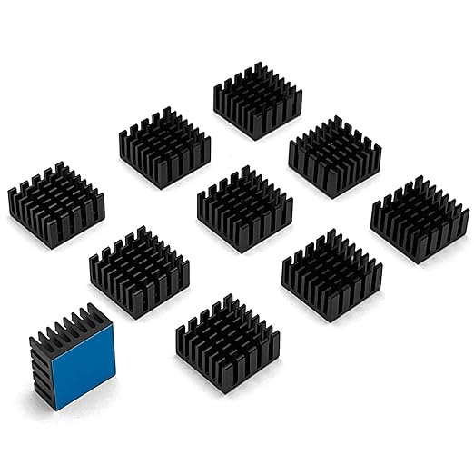 10pcs 20mm Mini Heatsink Kit, Includes 3M 8810 Thermal Conductive Adhesive Tape, Cooler Heat Sink for Cooling VRM Stepper Driver MOSFET VRam VRM Stepper Driver MOSFET VRam Regulators (20x20x10mm)