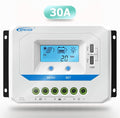EPEVER Solar Charge Controller 30A 12V/24V Auto Work, Solar Panel Solar Charge Controller PWM Regulator with LCD Display and USB 5V Output, for Lead-Acid Gel Sealed Flooded Battery