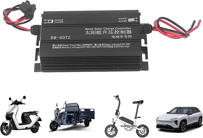 Boost Solar Charging Controller, 600W MPPT Step Up Solar Charging Controller 12‑50V Input for 24V 36V 48V 60V 72V Batteries
