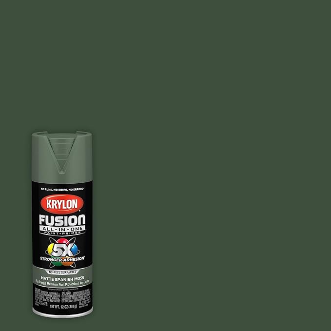 Krylon Fusion All-In-One Adhesive Spray Paint for Indoor/Outdoor Use, 12 oz, Spanish Moss