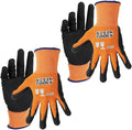 Klein Tools 60823 Work Gloves, Knit Dipped Cut Resistant ANSI A1 Nitrile Coated Gloves, Nylon-Spandex, Touchscreen Capable, 2XL, 2-Pair