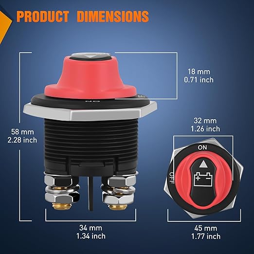 Nilight Battery Disconnect Switch 200A Master Disconnect Isolator 12V-48V On Off Power Cutoff Switch Waterproof Heavy Duty for Marine Boat Car RV ATV UTV Yacht, 2 Years Warranty