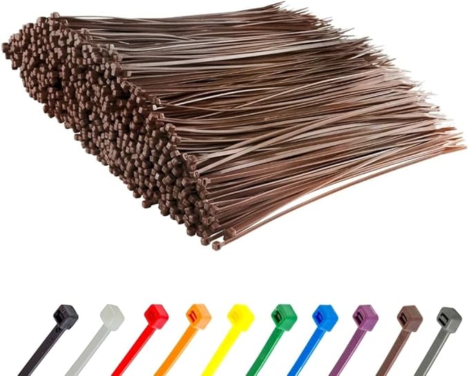 GTSE 12 Inch Brown Zip Ties, 5,000 Bulk Pack, 50lb Strength, UV Resistant Long Nylon Cable Ties, Self-Locking 12" Tie Wraps